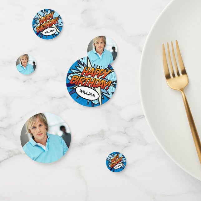 HAPPY BIRTHDAY Foto Fun Retro Comic Book Konfetti (Gruppe)