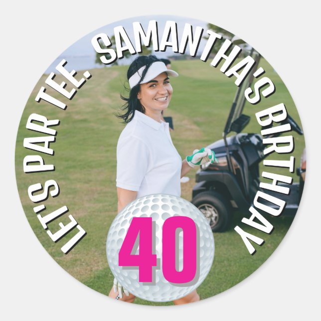 Happy Birthday Foto Lady Runder Aufkleber (Vorderseite)