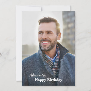 Happy Birthday Foto Moderne personalize Flat Card
