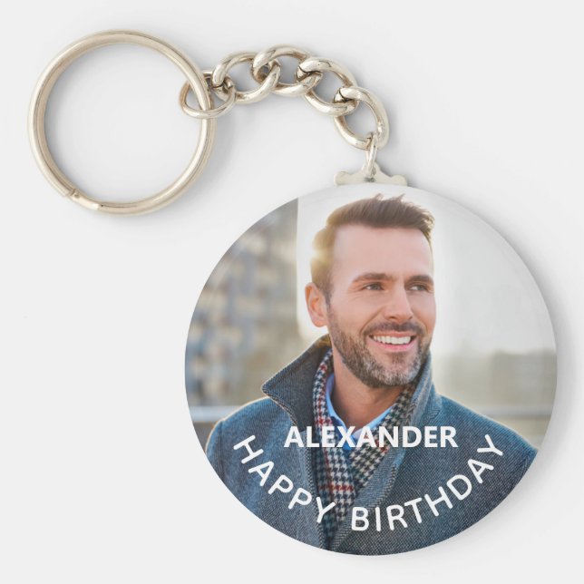 Happy Birthday Foto Personalize Schlüsselanhänger (Vorne)