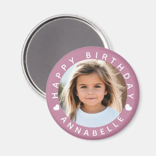 Happy Birthday Foto und Name Abzeichen Magnet