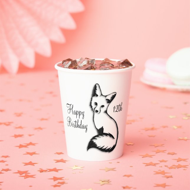 Happy Birthday Fox w Age Pappbecher (Insitu)