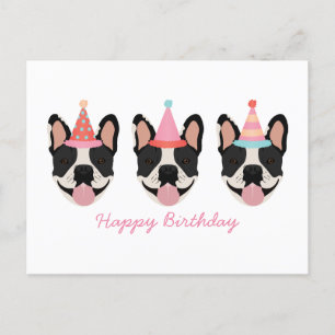 Happy Birthday Französische Bulldogge Partyhüte Pi Postkarte