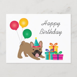 Happy Birthday French Bulldog Colorful Postkarte