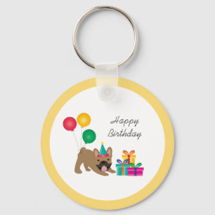 Happy Birthday French Bulldog Colorful Schlüsselanhänger