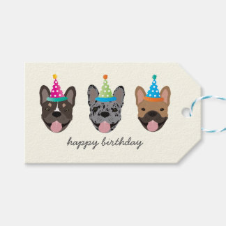 Happy Birthday French Bulldog Party Hats Geschenkanhänger