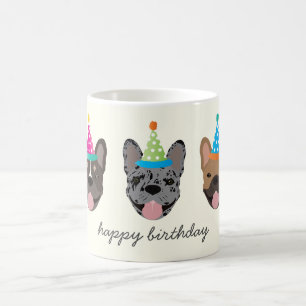 Happy Birthday French Bulldog Party Hats Kaffeetasse
