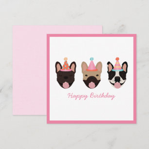 Happy Birthday French Bulldog Party Hats Pink