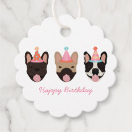 Happy Birthday French Bulldog Party Hats Pink Geschenkanhänger