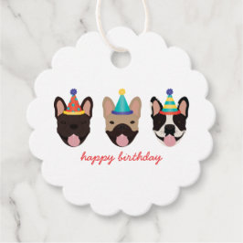 Happy Birthday French Bulldog Party Hats Red Geschenkanhänger