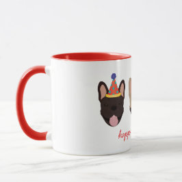 Happy Birthday French Bulldog Party Hats Red Tasse