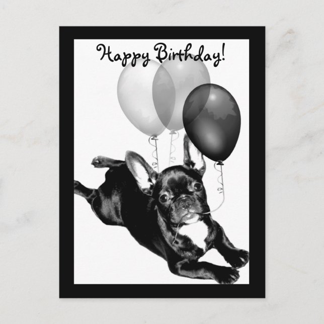 Happy Birthday French Bulldog Postkarte (Vorderseite)
