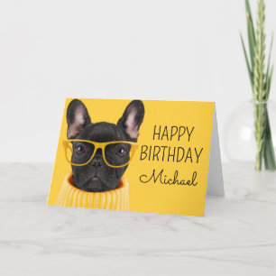 Happy Birthday French Bulldog-Sonnenbrille Karte