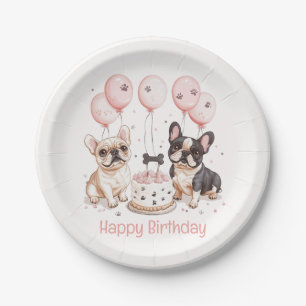 Happy Birthday French Bulldogs Birthday Cake Pink Pappteller