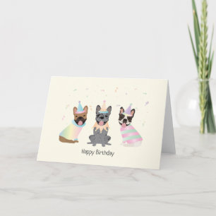 Happy Birthday French Bulldogs Karte
