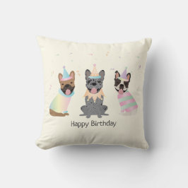 Happy Birthday French Bulldogs Kissen