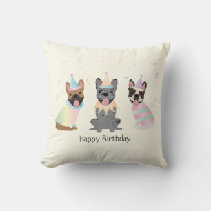Happy Birthday French Bulldogs Kissen