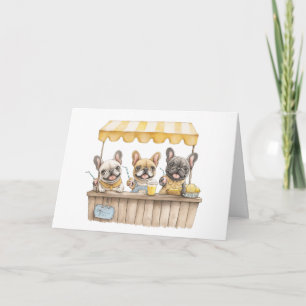 Happy Birthday French Bulldogs Lemonade Stand Karte
