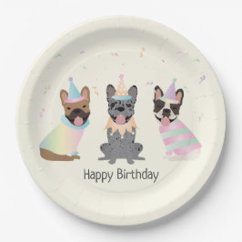 Happy Birthday French Bulldogs Pappteller