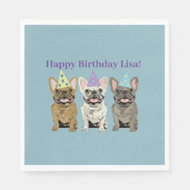 Happy Birthday! French Bulldogs Serviette