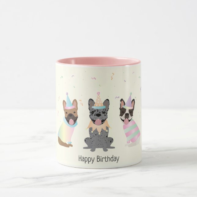 Happy Birthday French Bulldogs Tasse (Zentrum)