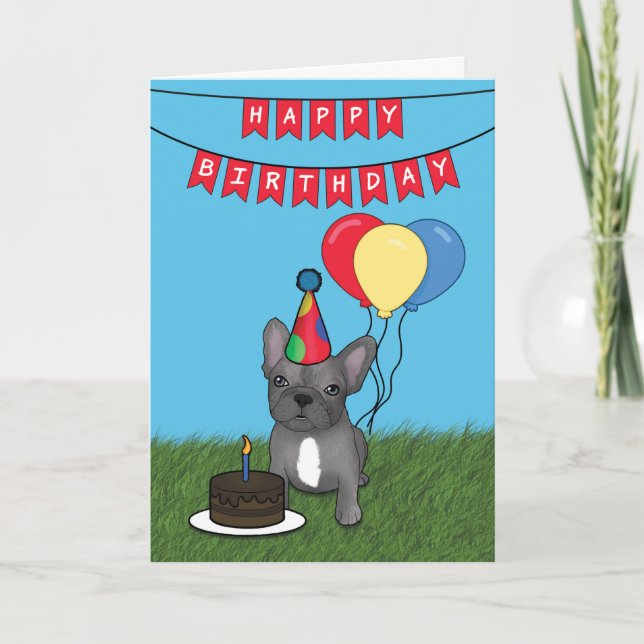 Happy Birthday Frenchie French Bulldog Card Karte (Vorderseite)