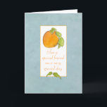Happy Birthday Friend Apricot Karte<br><div class="desc">Eine hübsche Geburtstagskarte für einen Freund,  der mit einer reifen orangefarbenen apricoten botanischen Kunst in Aquarellfarbe dekoriert ist.</div>