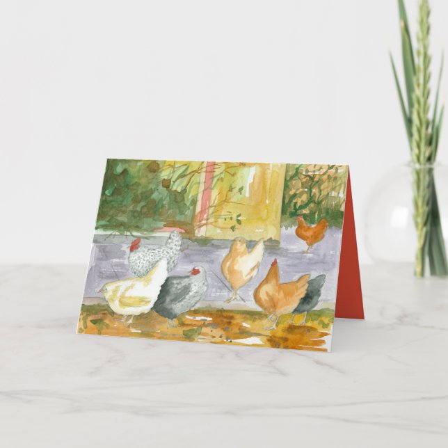 Happy Birthday Friend Chickens Birds Farm Dankeskarte (Vorderseite)