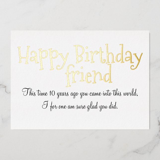 Happy Birthday Friend Foil Card Folieneinladung (Vorderseite)