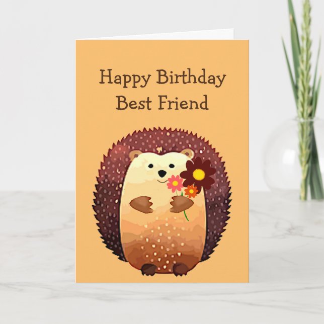Happy Birthday Friend Hedgehog Hug, Hedgehug Karte (Vorderseite)