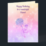 Happy Birthday Friend Karte<br><div class="desc">Schöne Blume Fee Design Happy Birthday Friend Grußkarte.</div>