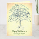 Happy Birthday Friend Karte<br><div class="desc">Schönes Baum Design Happy Birthday Friend Grußkarte.</div>