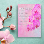 Happy Birthday Friend Lila Orchids Karte<br><div class="desc">Eine Kaskade lila Orchideen,  für eine Geburtstagskarte,  die die Eleganz und Schönheit der Freundschaft symbolisiert.</div>