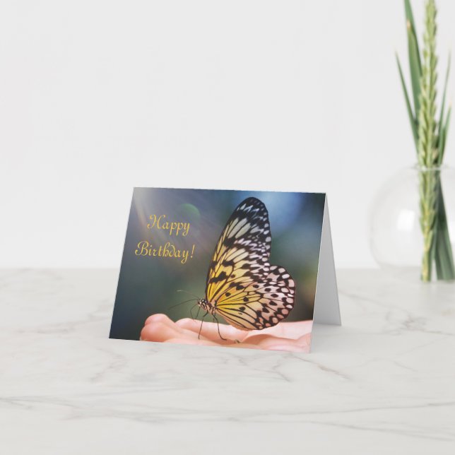 Happy Birthday Friendly Butterfly Dankeskarte (Vorderseite)