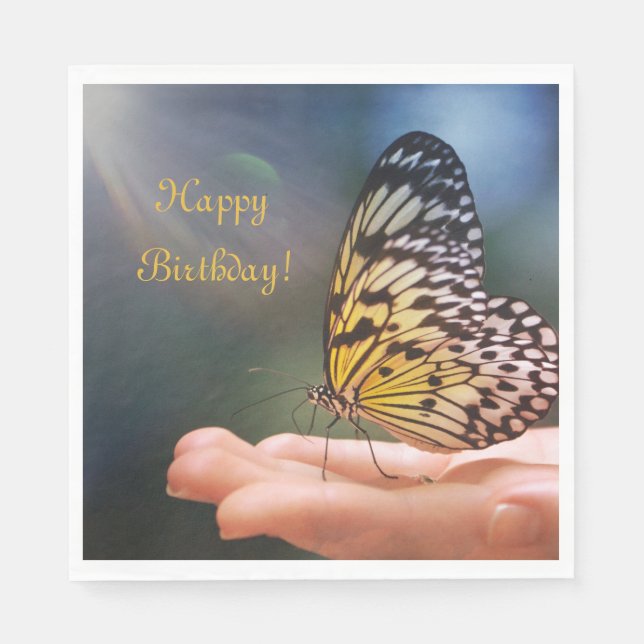 Happy Birthday Friendly Butterfly Serviette (Vorderseite)
