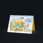 Happy Birthday Friends Blume Cart Puppy Dog Karte<br><div class="desc">Herzlichen Glückwunsch zum Geburtstag,  bei dem zwei Freundinnen in einem Bauernkarren mit einem kleinen Welpenhund und Bluebirds,  die illustriert mit Aquarell in der Himmelshand fliegen,  frische Blume kaufen. Im Inneren ist ein Hellgelb-Farbton mit einer kleinen roten Blume und einem Text,  den Sie nach Ihren Wünschen bearbeiten können.</div>