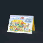 Happy Birthday Friends Blume Cart Puppy Dog Karte<br><div class="desc">Herzlichen Glückwunsch zum Geburtstag,  bei dem zwei Freundinnen in einem Bauernkarren mit einem kleinen Welpenhund und Bluebirds,  die illustriert mit Aquarell in der Himmelshand fliegen,  frische Blume kaufen. Im Inneren ist ein Hellgelb-Farbton mit einer kleinen roten Blume und einem Text,  den Sie nach Ihren Wünschen bearbeiten können.</div>