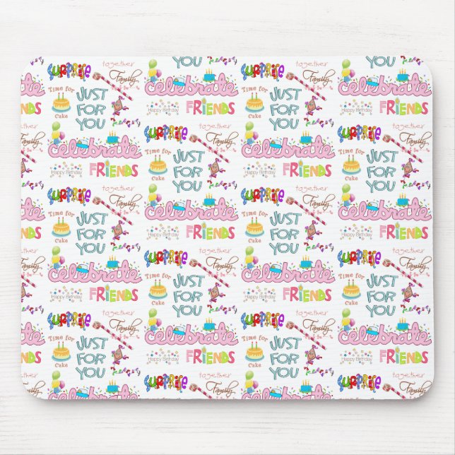 Happy Birthday Friends Familie Überraschung Maus P Mousepad (Vorne)