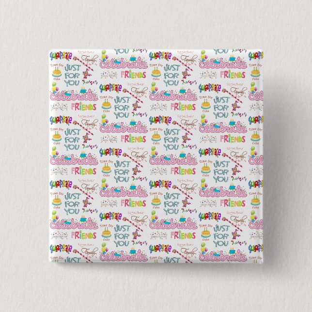 Happy Birthday Friends Family Überraschungsknopf Button (Vorderseite)