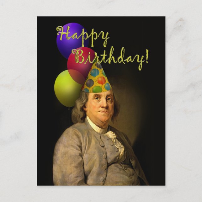 Happy Birthday From Ben Franklin Postkarte (Vorderseite)