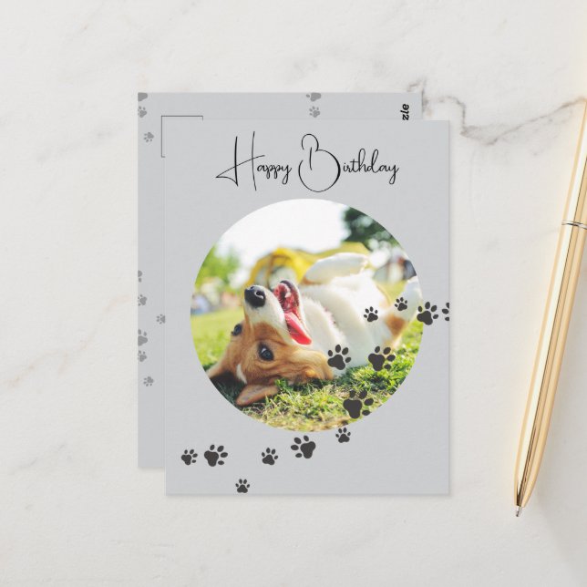 Happy Birthday from Your Furry Friend 2 Photos   Postkarte (Vorderseite/Rückseite Beispiel)