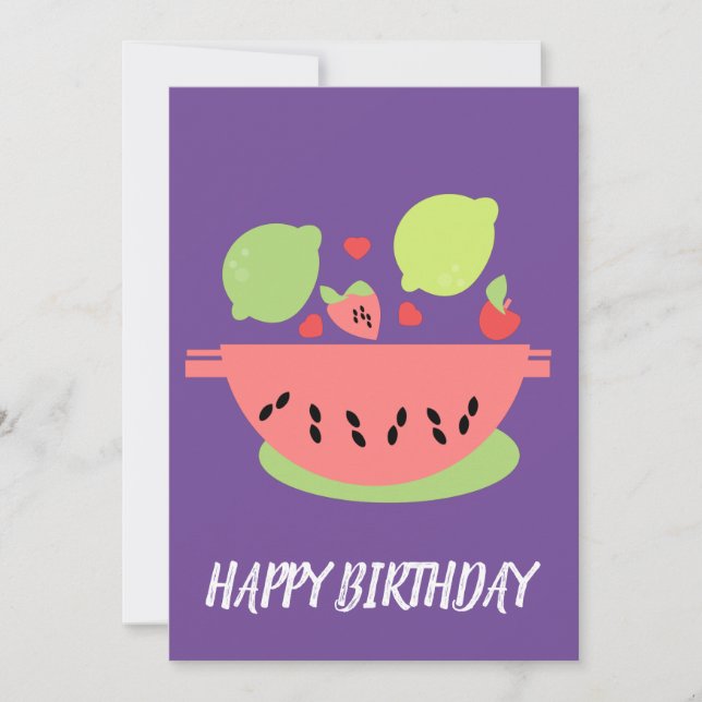 Happy Birthday Fruit Salad Illustration Karte (Vorderseite)