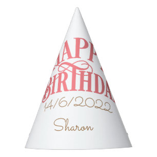 Happy Birthday Fügen Sie Ihren Namen und Datum hin Partyhütchen