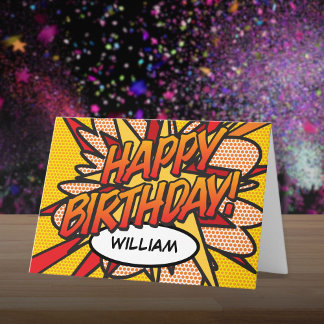 HAPPY BIRTHDAY Fun Cool Comic Book Karte