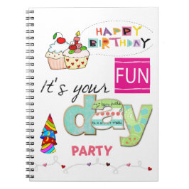 Happy Birthday FUN Cupcake Family Notebook Notizblock
