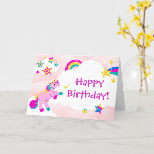 Happy Birthday Fun Einhorn und Regenbogen Rosa Des Karte