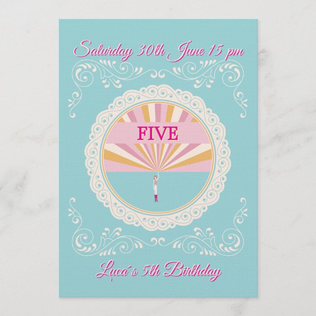 Happy Birthday Fun Invitation Card, Blue RSVP Einladung (Vorderseite)