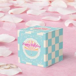 Happy Birthday Fun Party Box, Blue Checkered Geschenkschachtel