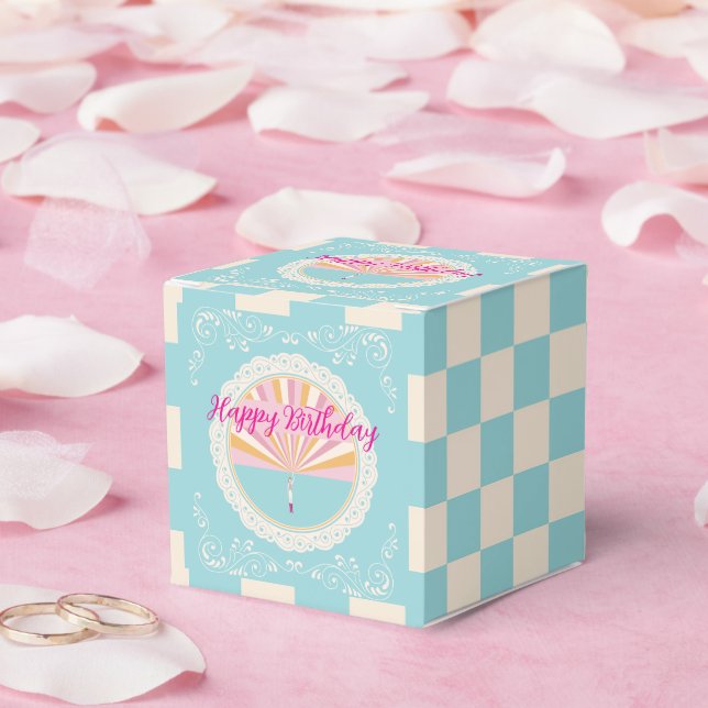 Happy Birthday Fun Party Box, Blue Checkered Geschenkschachtel (Hochzeit)