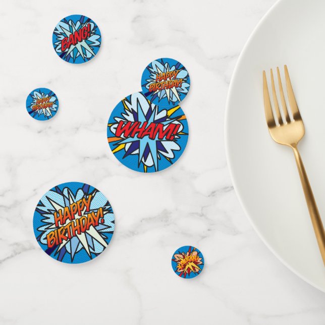 HAPPY BIRTHDAY Fun Retro Comic Book Konfetti (Gruppe)